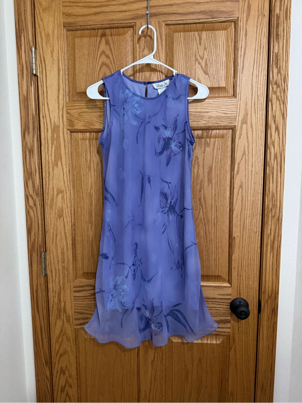 VINTAGE Lisa Jo Sleeveless Periwinkle Floral Midi Dress by Lisa Jo